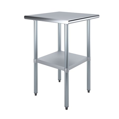 AMGOOD Stainless Steel Metal Table with Undershelf, 24 Long X 24 Deep AMG WT-2424